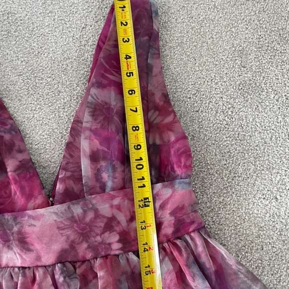 Garden Romance Magenta Floral Print Organza Maxi Dress Size Large NWT - Picture 7 of 13